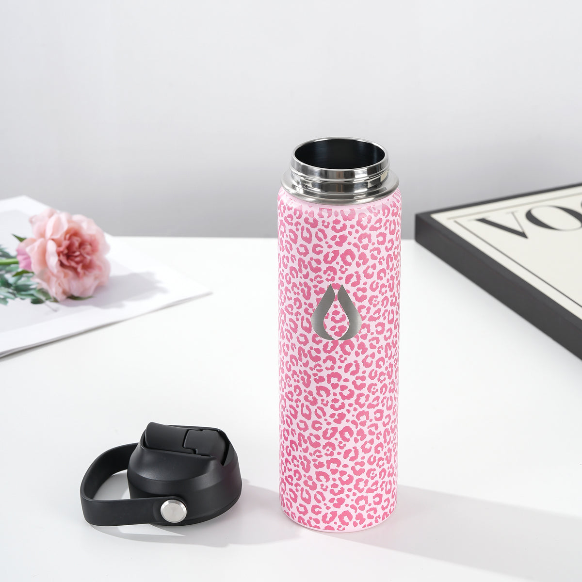 Vandflaske - 650ML - Pink Leopard
