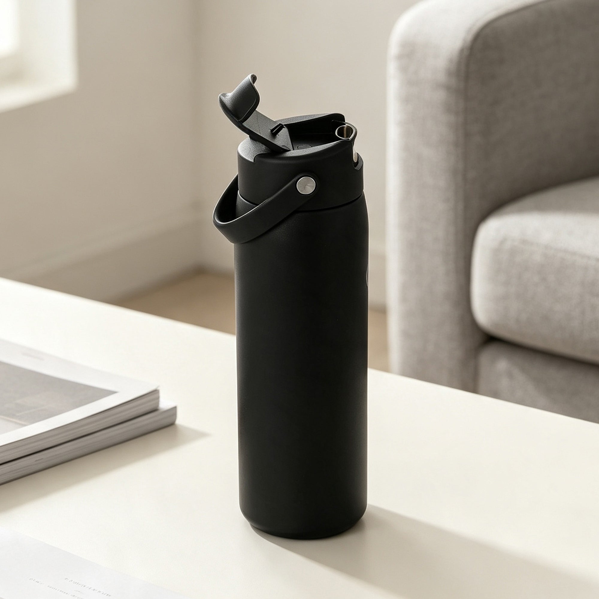 Vandflaske - 2 i 1 - 710ML - Sort