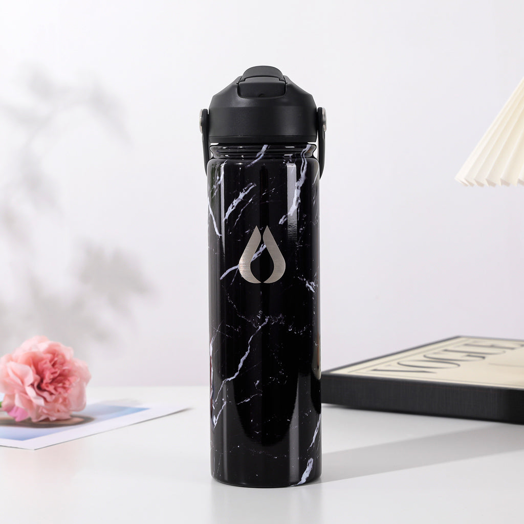 Vandflaske - 650ML - Black Marble