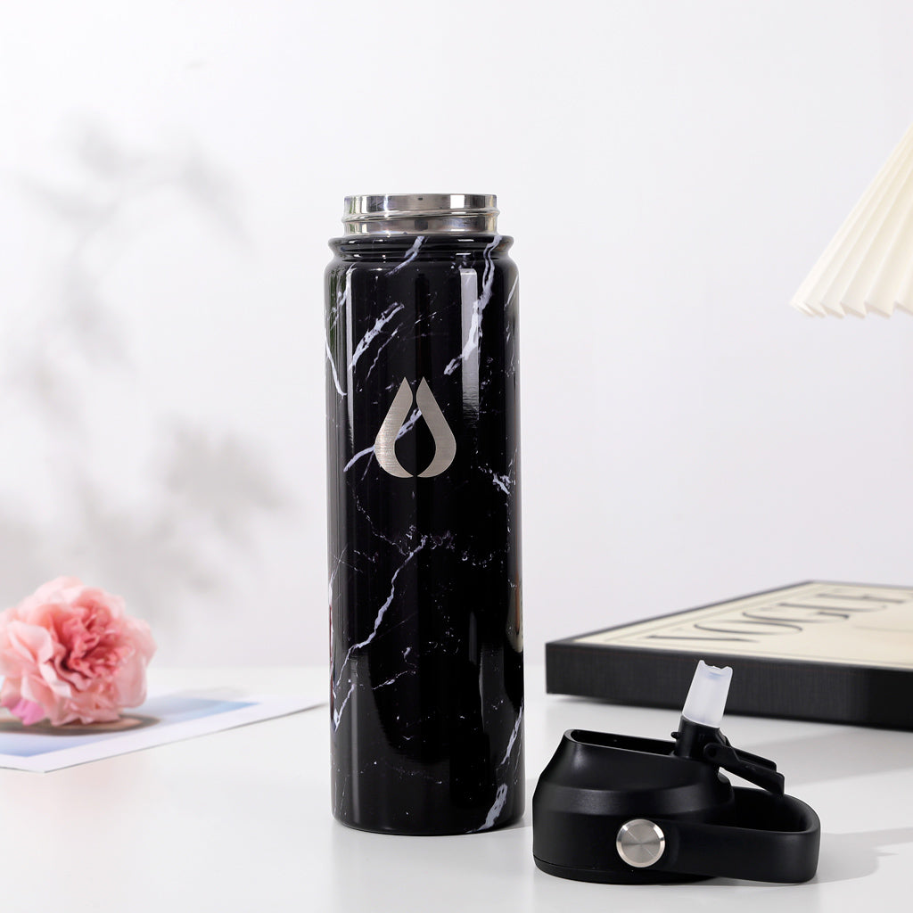 Vandflaske - 650ML - Black Marble