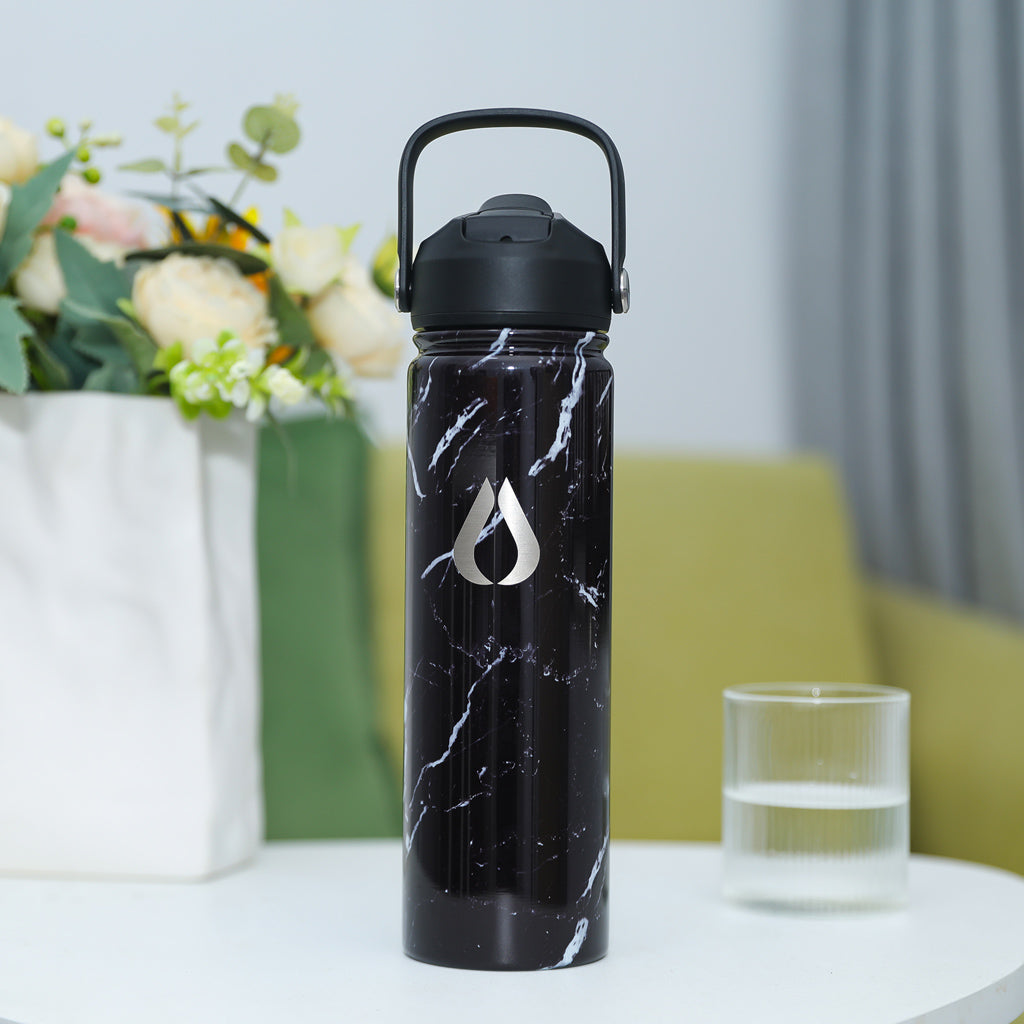 Vandflaske - 650ML - Black Marble