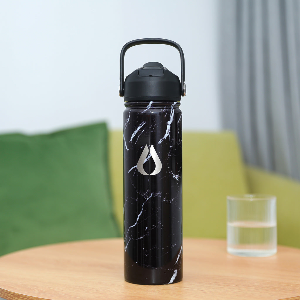 Vandflaske - 650ML - Black Marble