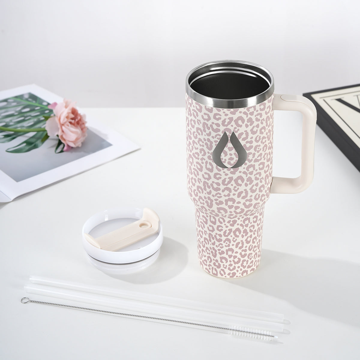 Tumbler - 1200ML - Cream Leopard