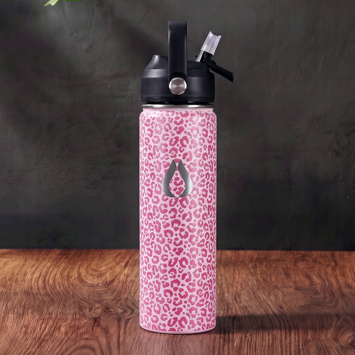 Vandflaske - 650ML - Pink Leopard